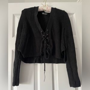 Cropped black knit sweater LF